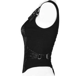 PUNK RAVE Top Sans Manches 'Poison' En Jacquart Noir -ALCHEMY GOTHIC shop top sans manches poison en jacquart noir 8