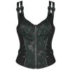 PUNK RAVE Top Sans Manches 'Poison' En Jacquart Vert Et Noir -ALCHEMY GOTHIC shop top sans manches poison en jacquart vert et noir