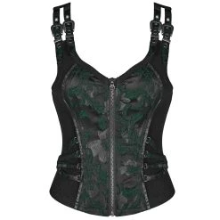 PUNK RAVE Top Sans Manches 'Poison' En Jacquart Vert Et Noir 20 PUNK RAVE Top Sans Manches 'Poison' En Jacquart Vert Et Noir -ALCHEMY GOTHIC shop top sans manches poison en jacquart vert et noir 5