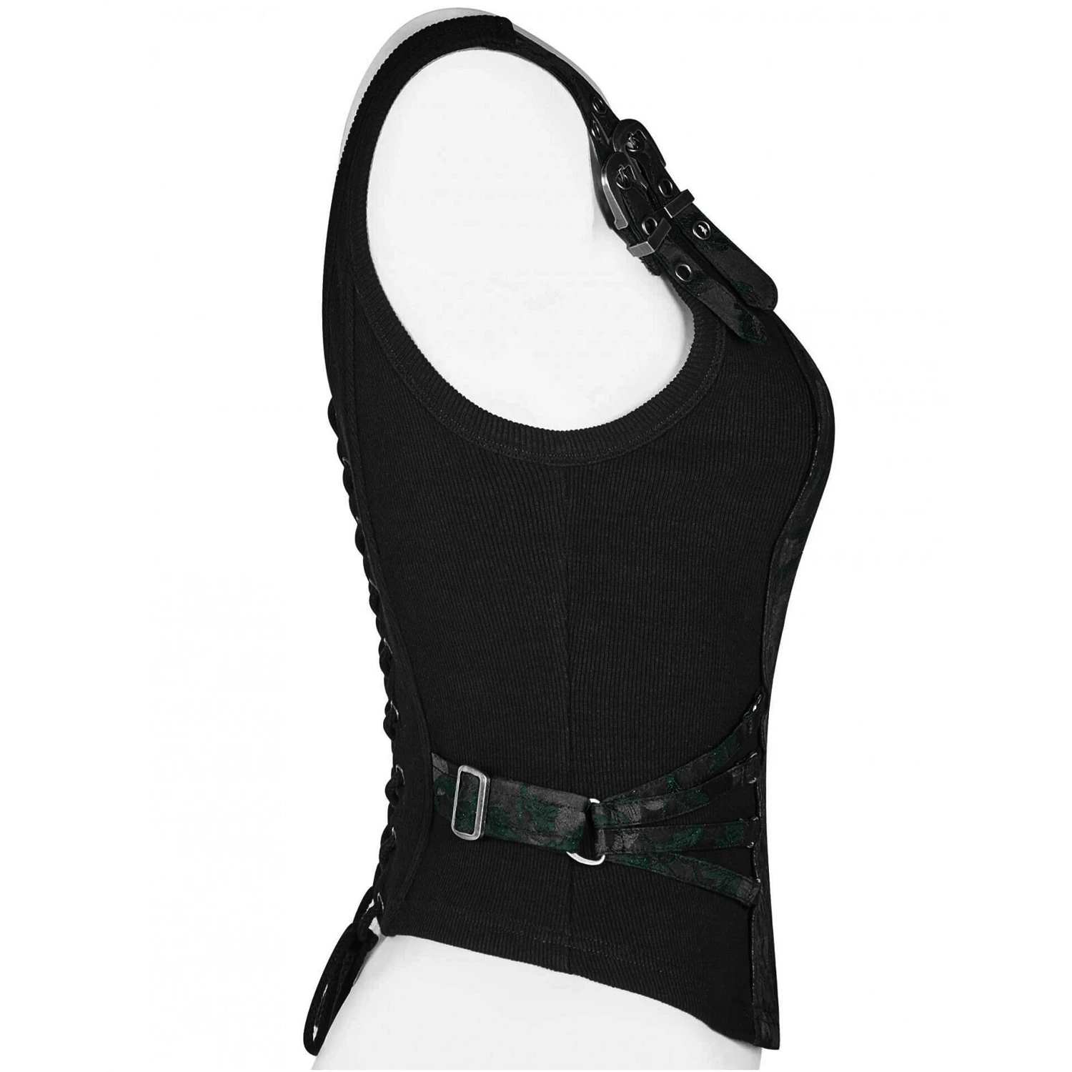 PUNK RAVE Top Sans Manches 'Poison' En Jacquart Vert Et Noir 9 PUNK RAVE Top Sans Manches 'Poison' En Jacquart Vert Et Noir – Image 7