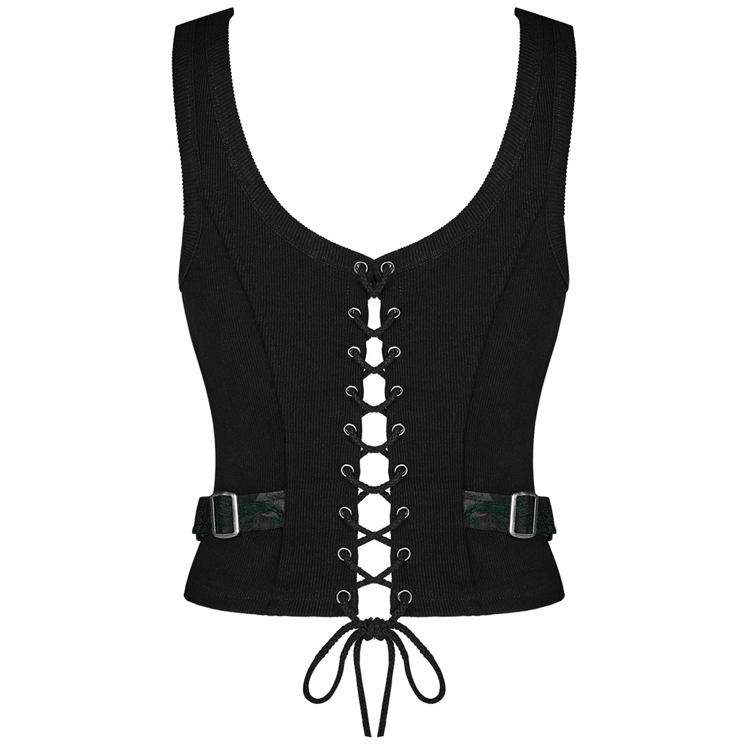 PUNK RAVE Top Sans Manches 'Poison' En Jacquart Vert Et Noir 10 PUNK RAVE Top Sans Manches 'Poison' En Jacquart Vert Et Noir – Image 8