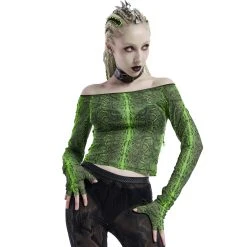 PUNK RAVE Top 'Serpentine' Vert Fluorescent -ALCHEMY GOTHIC shop top serpentine vert fluorescent 3