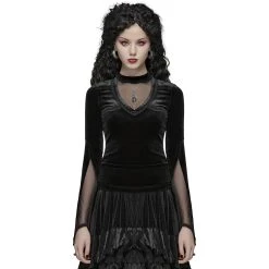 PUNK RAVE Top 'Solstice' En Velours Noir -ALCHEMY GOTHIC shop top solstice en velours noir 1