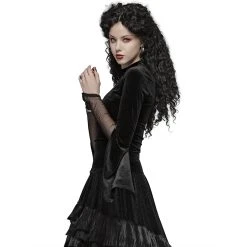 PUNK RAVE Top 'Solstice' En Velours Noir -ALCHEMY GOTHIC shop top solstice en velours noir 3