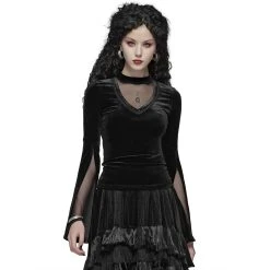 PUNK RAVE Top 'Solstice' En Velours Noir -ALCHEMY GOTHIC shop top solstice en velours noir 4
