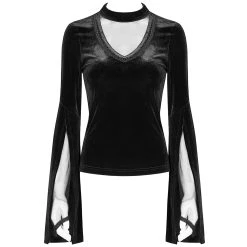 PUNK RAVE Top 'Solstice' En Velours Noir -ALCHEMY GOTHIC shop top solstice en velours noir 6