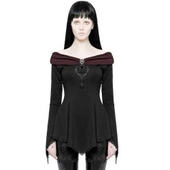 PUNK RAVE Top 'Vespertine' Noir Et Bordeaux 14 PUNK RAVE Top 'Vespertine' Noir Et Bordeaux -ALCHEMY GOTHIC shop top vespertine noir et bordeaux 1