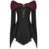 PUNK RAVE Top 'Vespertine' Noir Et Bordeaux -ALCHEMY GOTHIC shop top vespertine noir et bordeaux