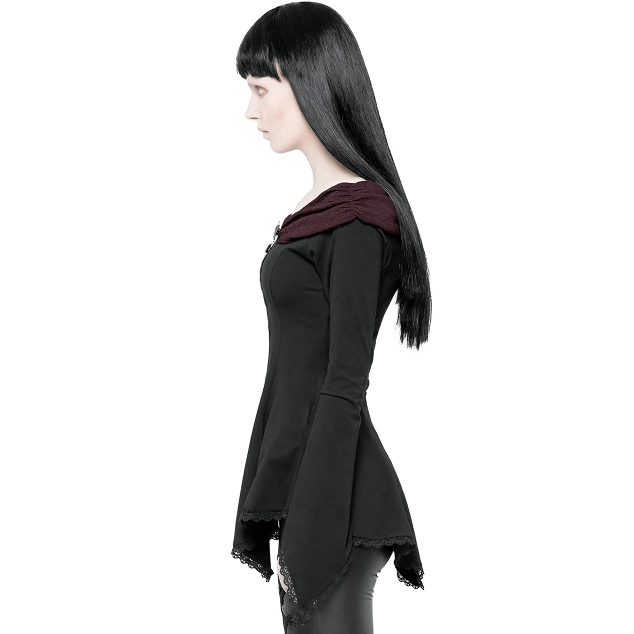 PUNK RAVE Top 'Vespertine' Noir Et Bordeaux 6 PUNK RAVE Top 'Vespertine' Noir Et Bordeaux – Image 4