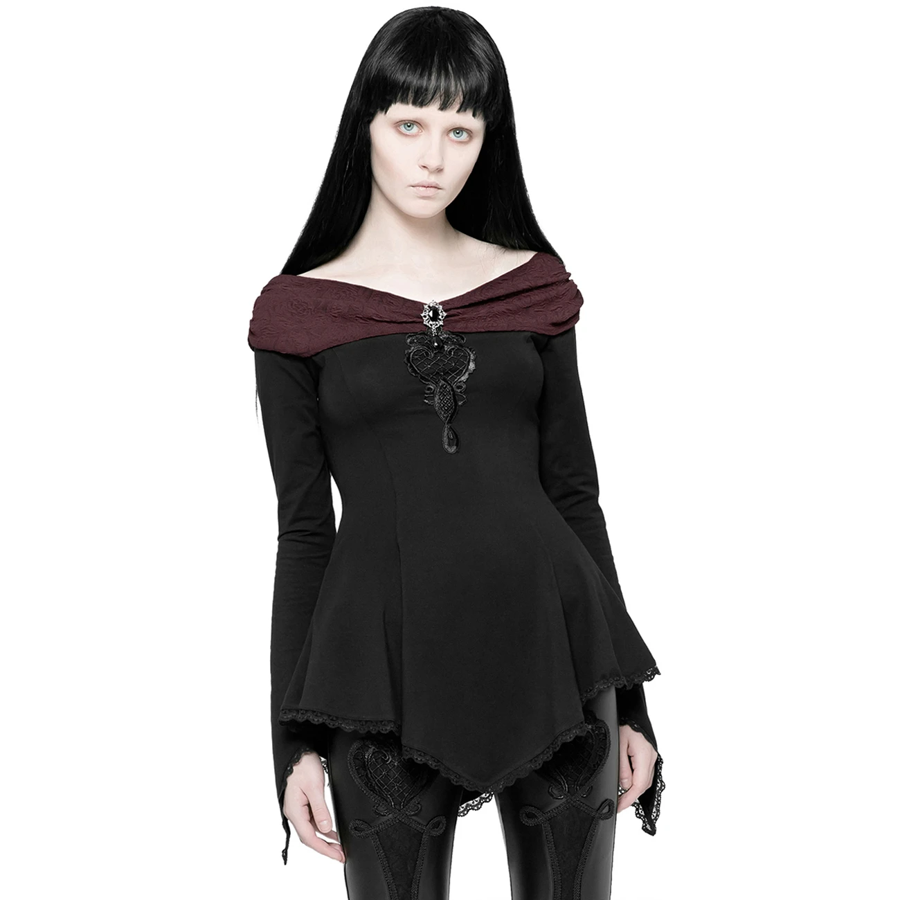 PUNK RAVE Top 'Vespertine' Noir Et Bordeaux 7 PUNK RAVE Top 'Vespertine' Noir Et Bordeaux – Image 5