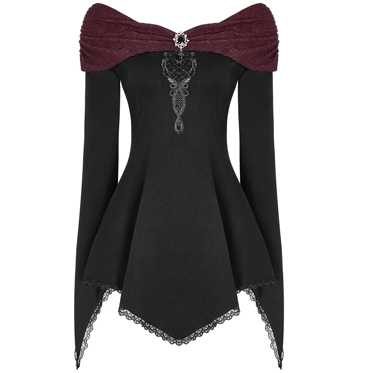 PUNK RAVE Top 'Vespertine' Noir Et Bordeaux 8 PUNK RAVE Top 'Vespertine' Noir Et Bordeaux – Image 6