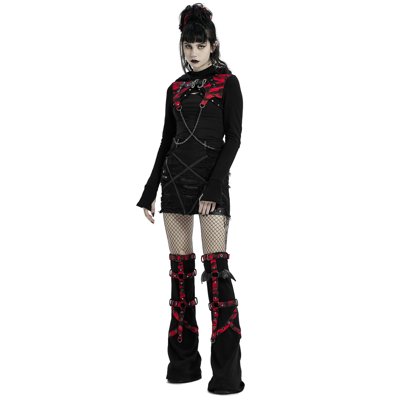 PUNK RAVE Veste Boléro 'Dark Doll' Noire Et Rouge 7 PUNK RAVE Veste Boléro 'Dark Doll' Noire Et Rouge – Image 5