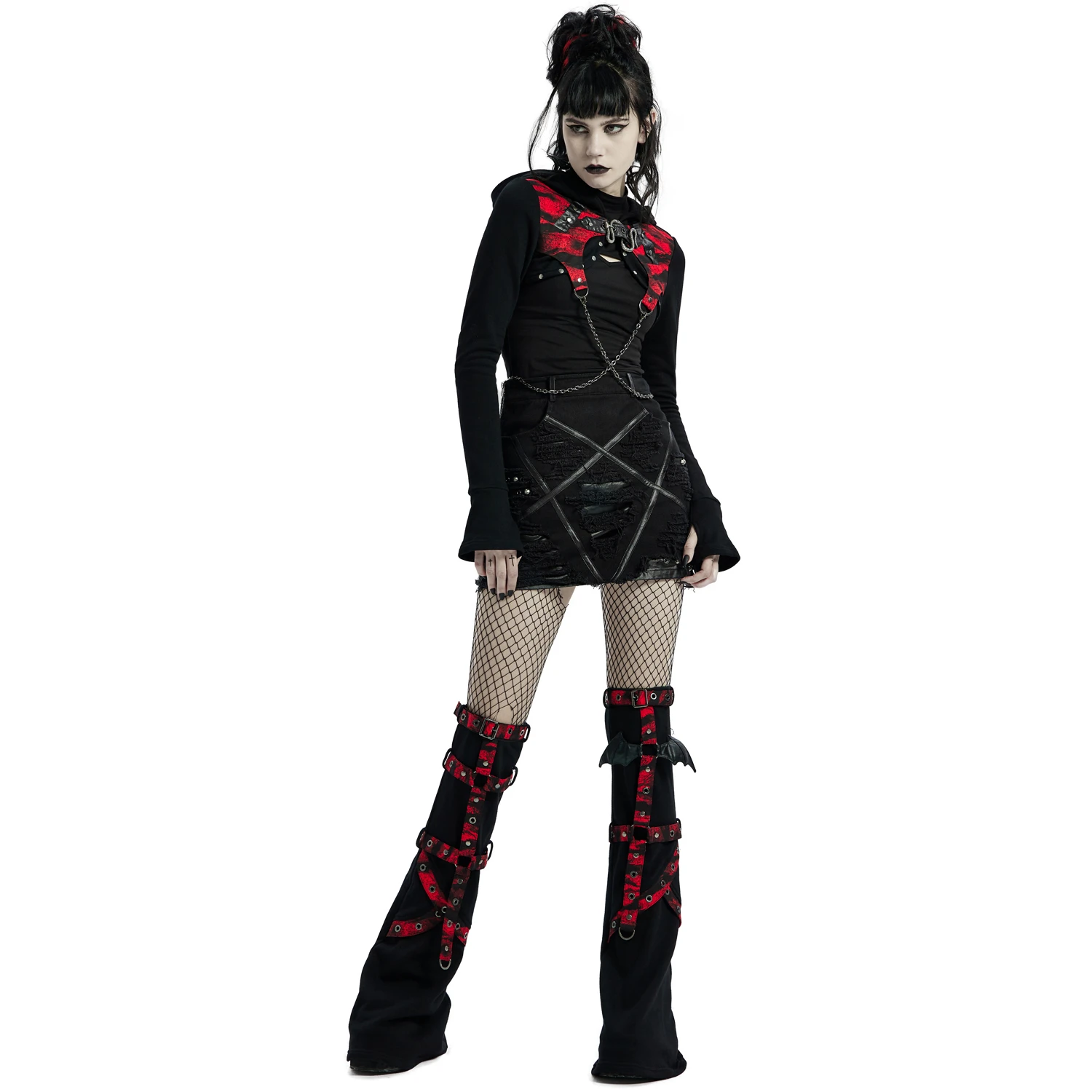 PUNK RAVE Veste Boléro 'Dark Doll' Noire Et Rouge 8 PUNK RAVE Veste Boléro 'Dark Doll' Noire Et Rouge – Image 6