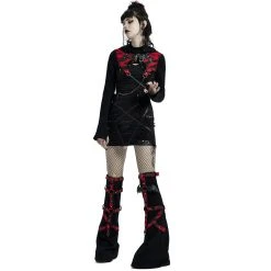 PUNK RAVE Veste Boléro 'Dark Doll' Noire Et Rouge 27 PUNK RAVE Veste Boléro 'Dark Doll' Noire Et Rouge -ALCHEMY GOTHIC shop veste bolero dark doll noire et rouge 7