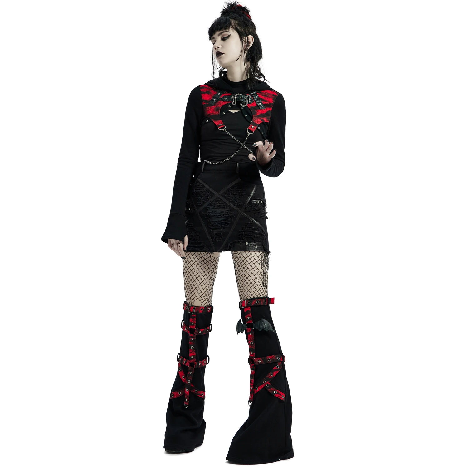 PUNK RAVE Veste Boléro 'Dark Doll' Noire Et Rouge 10 PUNK RAVE Veste Boléro 'Dark Doll' Noire Et Rouge – Image 8