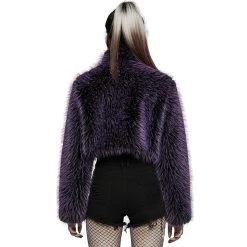 PUNK RAVE Veste 'Cassiopee' En Fausse Fourrure Pourpre -ALCHEMY GOTHIC shop veste cassiopee en fausse fourrure pourpre 2