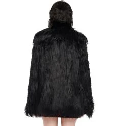 PUNK RAVE Veste 'Cthulhu' En Fausse Fourrure Noire -ALCHEMY GOTHIC shop veste cthulhu en fausse fourrure noire 2