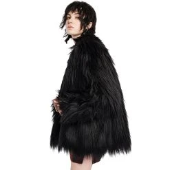 PUNK RAVE Veste 'Cthulhu' En Fausse Fourrure Noire -ALCHEMY GOTHIC shop veste cthulhu en fausse fourrure noire 4