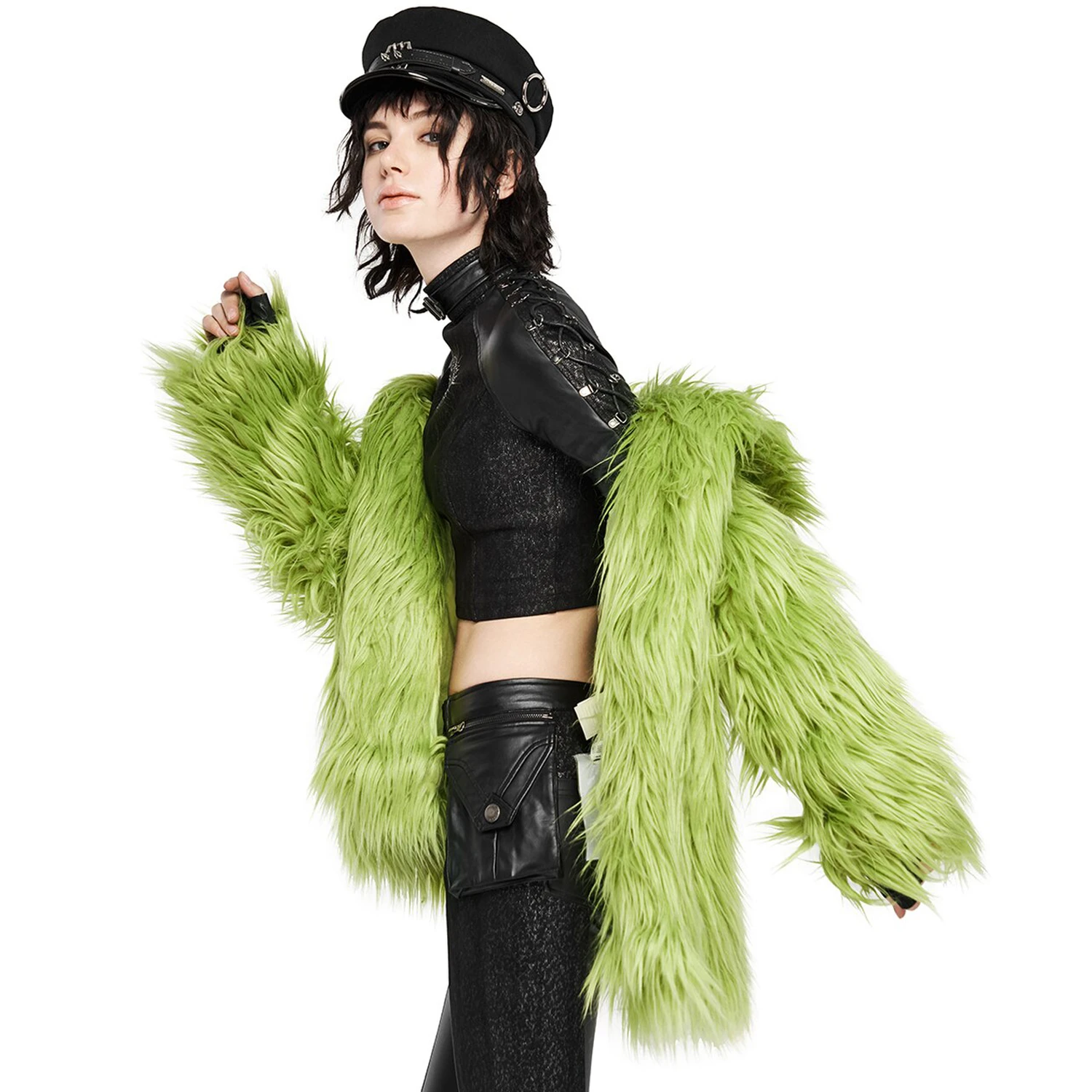 PUNK RAVE Veste 'Cthulhu' En Fausse Fourrure Verte 9 PUNK RAVE Veste 'Cthulhu' En Fausse Fourrure Verte – Image 7