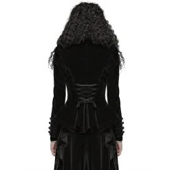 PUNK RAVE Veste Gothique 'Dark Doll' En Velours Noire -ALCHEMY GOTHIC shop veste gothique dark doll en velours noire 2