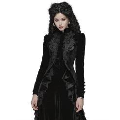 PUNK RAVE Veste Gothique 'Dark Doll' En Velours Noire -ALCHEMY GOTHIC shop veste gothique dark doll en velours noire 3