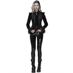 PUNK RAVE Veste Gothique 'Dark Doll' En Velours Noire -ALCHEMY GOTHIC shop veste gothique dark doll en velours noire 6