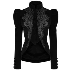 PUNK RAVE Veste Gothique 'Dark Doll' En Velours Noire -ALCHEMY GOTHIC shop veste gothique dark doll en velours noire 7