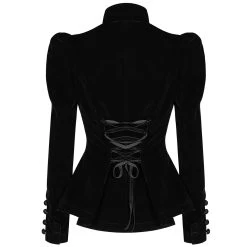 PUNK RAVE Veste Gothique 'Dark Doll' En Velours Noire -ALCHEMY GOTHIC shop veste gothique dark doll en velours noire 8