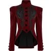 PUNK RAVE Veste Gothique 'Dark Doll' En Velours Rouge -ALCHEMY GOTHIC shop veste gothique dark doll en velours rouge