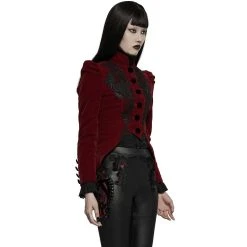 PUNK RAVE Veste Gothique 'Dark Doll' En Velours Rouge -ALCHEMY GOTHIC shop veste gothique dark doll en velours rouge 3