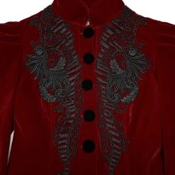 PUNK RAVE Veste Gothique 'Dark Doll' En Velours Rouge -ALCHEMY GOTHIC shop veste gothique dark doll en velours rouge 9