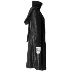 PUNK RAVE Veste Longue Noire 'Black Dragon' Avec Capuche... -ALCHEMY GOTHIC shop veste longue noire black dragon avec capuche pointue amovible 33
