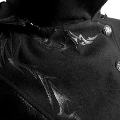 PUNK RAVE Veste Longue Noire 'Black Dragon' Avec Capuche... -ALCHEMY GOTHIC shop veste longue noire black dragon avec capuche pointue amovible 36