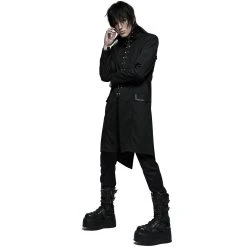 PUNK RAVE Veste Mi-Longue 'Ribcage' Noire -ALCHEMY GOTHIC shop veste mi longue ribcage noire 3
