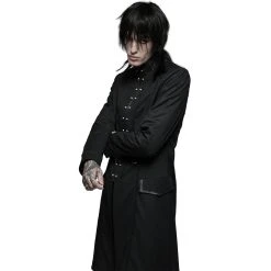 PUNK RAVE Veste Mi-Longue 'Ribcage' Noire -ALCHEMY GOTHIC shop veste mi longue ribcage noire 4