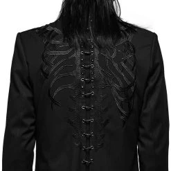 PUNK RAVE Veste Mi-Longue 'Ribcage' Noire -ALCHEMY GOTHIC shop veste mi longue ribcage noire 5