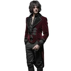 PUNK RAVE Veste Queue De Pie 'Bloodborne' En Velours Rouge Sang -ALCHEMY GOTHIC shop veste queue de pie bloodborne en velours rouge sang 3