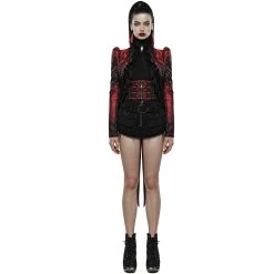 PUNK RAVE Veste Queue De Pie 'Versailles' Rouge Et Noire -ALCHEMY GOTHIC shop veste queue de pie versailles rouge et noire 4
