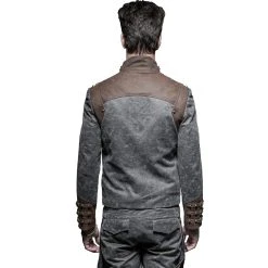 PUNK RAVE Veste Steampunk 'Aviator' Noire Délavée Et Marron -ALCHEMY GOTHIC shop veste steampunk aviator noire delavee et marron 2