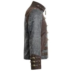 PUNK RAVE Veste Steampunk 'Aviator' Noire Délavée Et Marron -ALCHEMY GOTHIC shop veste steampunk aviator noire delavee et marron 6