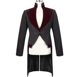 DEVIL FASHION Veste Victorienne 'Atkins' Noire Et Bordeaux