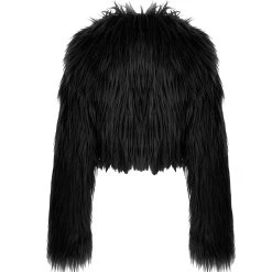 PUNK RAVE Veste 'Wolverine' En Fausse Fourrure Noire -ALCHEMY GOTHIC shop veste wolverine en fausse fourrure noire 7